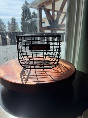 Hearth & Hand Black Metal Wire Basket with Label Plate.